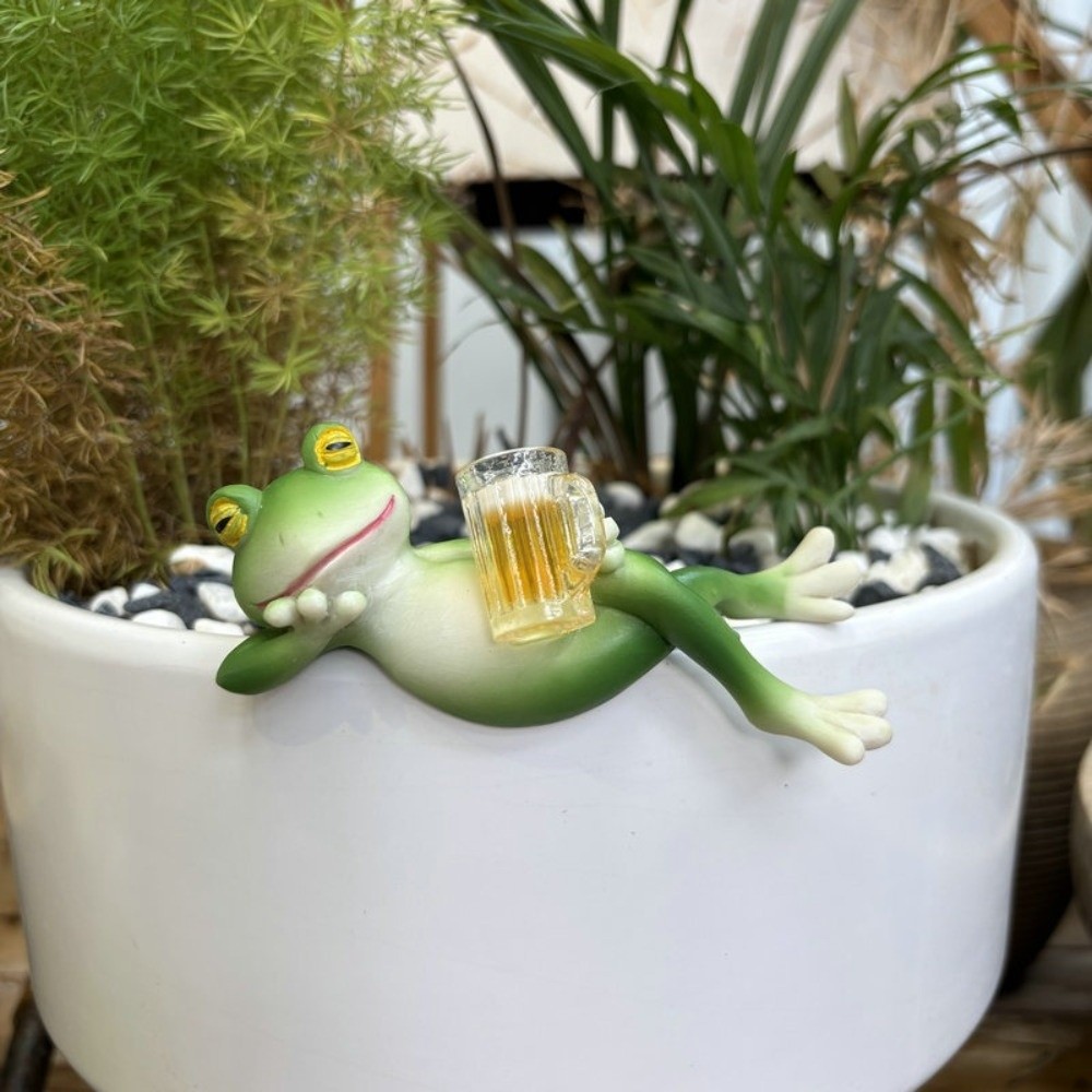 Aquarium Fish Gallery - 걸이형 화분 가장자리 개구리 장식품 레진