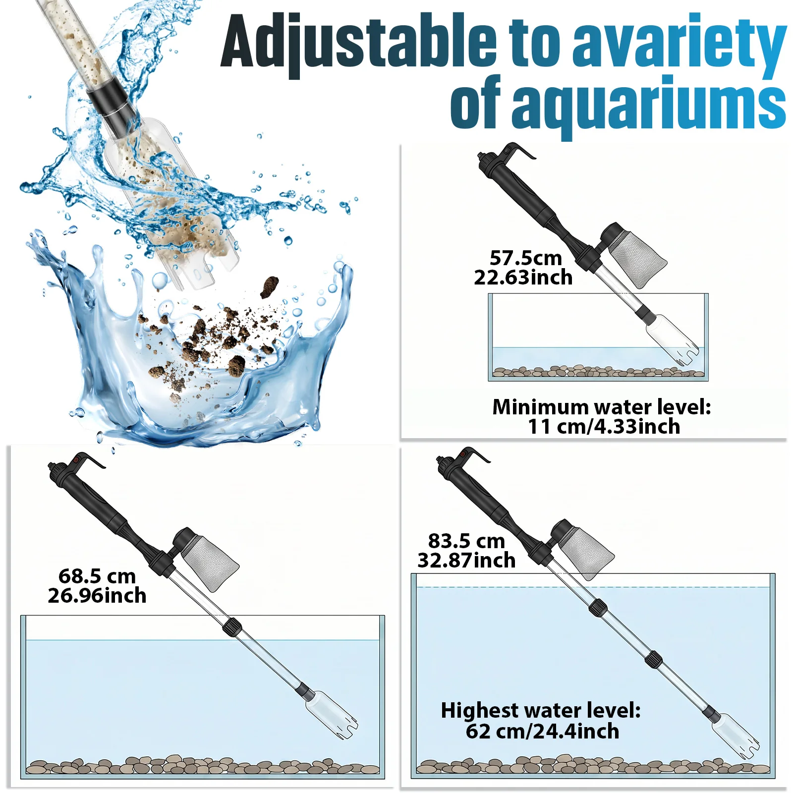 수족관 진공 자갈 청소기 3 in 1 어항 진공청소기  - Cleaner Fish Aquarium 리뷰 및 가격